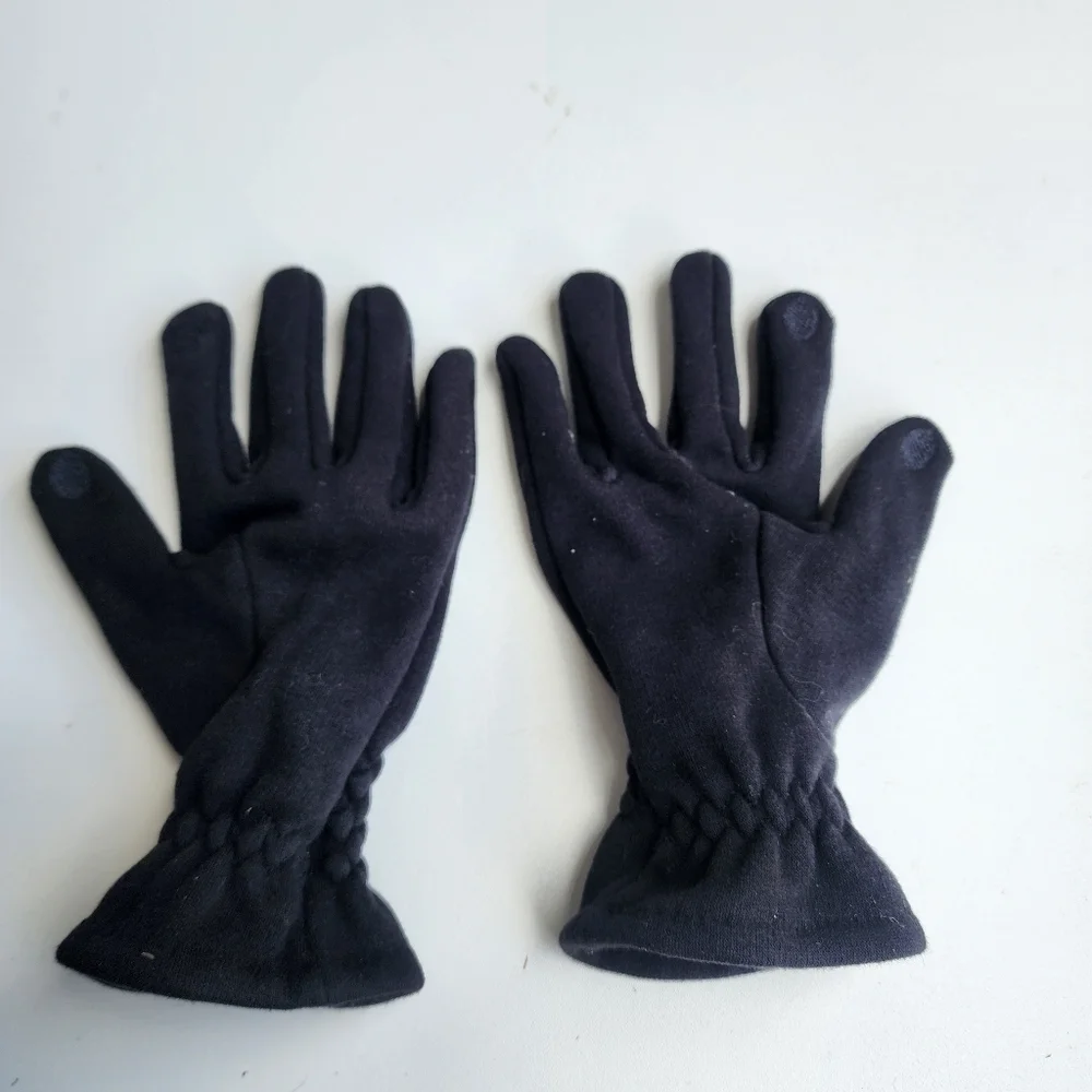 Womens OS Knitted Gloves Ladies Warm Fleece Lined Winter Glove Black